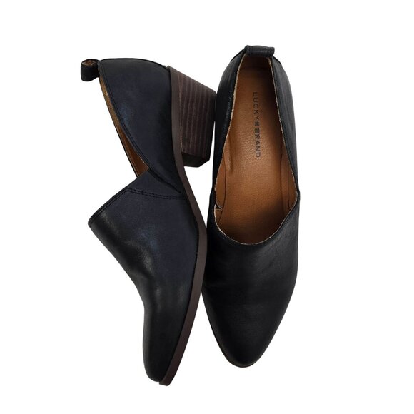 Lucky Brand Morriah Leather Slip On Heeled Loafer Shoes Size 7.5 - Picture 3 of 8